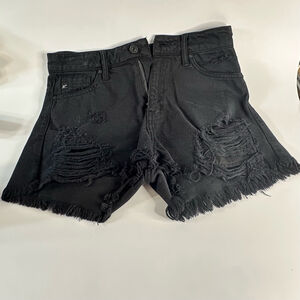 Black Denim distressed shorts